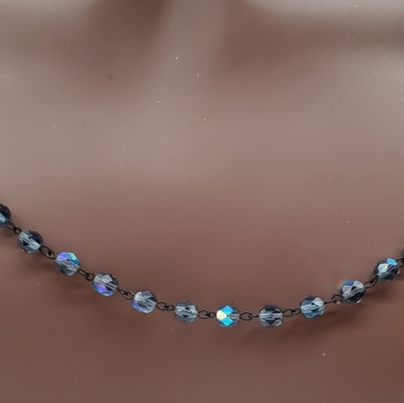 NEW stunning blue iridescent glass bead necklace - Picture 7 of 9